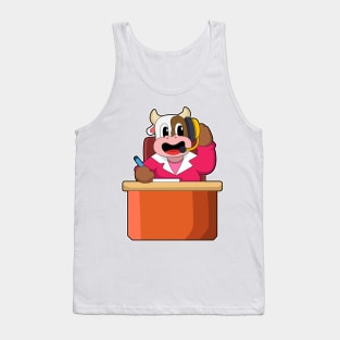 Cow as Secretary with Table Tank Top